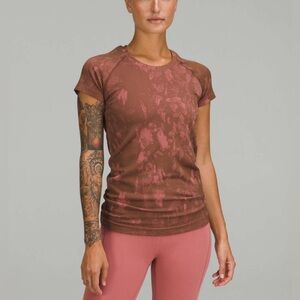Lululemon Swiftly Tech Tee Womens 6 Pink Brown Tie Dye Short Sleeve Workout Top
